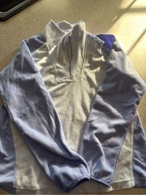 Light Lavender and Cream Half-Zip Columbia Fleece Pulloveru